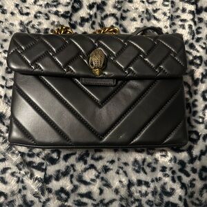 Kurt Geiger Black Quilted Shoulder Bag with Gold Chain